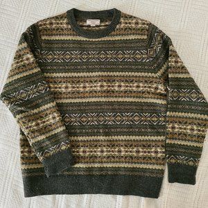 J. Crew Wallace & Barnes Men's Fair Isle Wool Sweater - Size Large